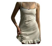 Gyios Pigiama da Donna Sexy Stenenne Domenna A Pois Corto Nightdress Maglia per Pigiami Traspiranti Abiti Casa-Bianco-s