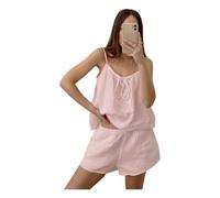 Gyios Pigiama da Donna Shorts A Doppio Strato per Pigiami Sexy Donna, Cortometraggi La Casa Set Abiti Casa-Rosa-l