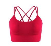 Gyios Reggiseno Sportivo Donna Reggiseni Sportivi Donne Croce Back Strappy Non Cablato Push Up Medi Impact Crop Top per La Danza dello Yoga-Rosso-XL