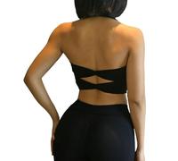 Gyios Reggiseno Sportivo Donna Tops Womens Halter Workout Support Sports Tank Yoga Bras Shirt da Corsa Atletica-Nero-m