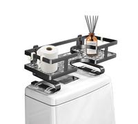 GYJZZW Mensola sospesa sopra il WC, senza fori, con ganci, facile da installare, salvaspazio, si adatta alla maggior parte dei servizi igienici per asciugamani, carta igienica (nero, A1)