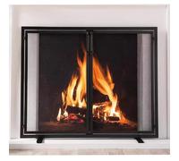 GYKOZY Parascintille per Barbecue e Focolare, Parafiammella Robusto con 2 Ante, Schermi per Camino Neri, Copertura a Rete per la Fiamma per Sicurezza e Protezione