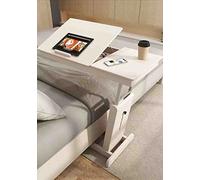 GYKOZY Tavolino servitore con Ruote, Comodino, Tavolo per Laptop in Legno massello, Pieghevole, con Letto sollevabile, Adatto per studiare, ECC. (White)