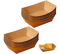 Gykutix 100 Pezzi Barchette Finger Food Monouso, Barchette di Carta per Alimenti, Vaschette Cibo in Cartone Kraft per Patatine Fritte, Street Food, Take Away e Snack, Biodegradabile, 12,5 x 8,3 x 3,6C