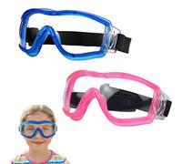 Gykutix 2 Pezzi Occhiali Protettivi per Bambini, Anti-Appannamento Occhiali di Sicurezza per Bambini con Cinturino Regolabile per Bambini dai 5 ai 12 Anni (Rosa + Blu)