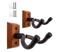 Gykutix 2 Pezzi Porta Chitarra da Muro, Supporto Chitarra Muro, Appendi Chitarra da Muro con Gancio a Forma di U Morbido Regolabile e Viti per Chitarra Acustica, Chitarra Elettrica, Basso, Banjo