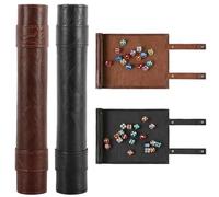 Gykutix 2 Pezzi Tira Dadi Tappetino per Dadi in Pelle 2 in 1 Velluto Cubo Vassoio per dadi Pieghevole con Cerniera e Borsa per DND RGP d&d Dungeons & Dragons Giochi da Tavoloe (Nero, Cammello)