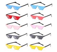 Gykutix Set di 10 occhiali da sole per bambini Pixel Lunette Festival Pixelated Mosaico Occhiali da sole Mosaico Thug Life Occhiali Pixel per uomo Femm Feste e travestimenti (5 colori)