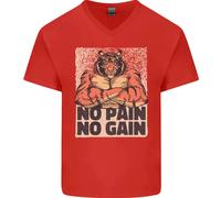 Gym Tiger No Pain No Gain Maglietta In Cotone A V Per Uomo
