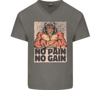 Gym Tiger No Pain No Gain Maglietta In Cotone A V Per Uomo