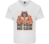 Gym Tiger No Pain No Gain Maglietta In Cotone A V Per Uomo
