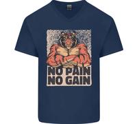 Gym Tiger No Pain No Gain Maglietta In Cotone A V Per Uomo
