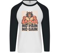 Gym Tiger No Pain No Gain Training Top Uomo L/S Baseball T-Shirt