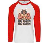 Gym Tiger No Pain No Gain Training Top Uomo L/S Baseball T-Shirt