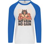 Gym Tiger No Pain No Gain Training Top Uomo L/S Baseball T-Shirt