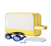 Gym Toiletry Bag for Women, Waterproof Beach Toiletry Bag, Storage Organizer with Zipper, Convenient Large Capacity Makeup Accessories for Travel, 10,24 x 4,13 x 6,3 pollici, Straw Yellow, Se référer