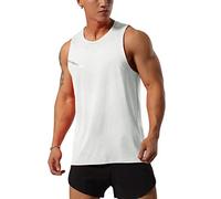 GYMAPE Canotte da Allenamento atletiche da Uomo Canotte da Corsa muscolose Senza Maniche Allenamento Asciugatura Rapida Gym Activewear Bianco L
