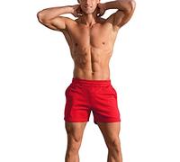 GYMAPE Pantaloncini da Allenamento da Palestra da Uomo per Bodybuilding Sport Fitness 5 Inseam Rosso XL