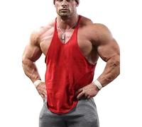 GYMAPE Uomo Canotta da Palestra Allenamento di Bodybuilding Elastico Canotta Cotone Rosso L