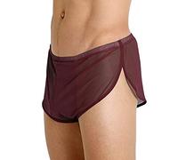 GYMAPE Uomo Pantaloncini A Rete con Grandi Slip Boxer Intimo con Lati Divisi Pantaloncini da Bagno Trasparenti A Rete 90012caffè XL