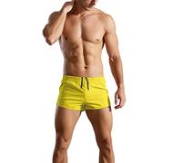 GYMAPE Uomo Pantaloncini Correre Sportivi da Allenamento per Bodybuilding da Palestra da 3 Pollici Giallo L