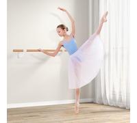 GYMAX 120 cm Barra per Danza Classica a Muro, Sbarra Danza Classica in Legno Massiccio con Altezza Fissa, Salvaspazio, per Bambini e Adulti, Adatta per Yoga, Stretching, Allenamento (Bianco)