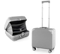 GYMAX 16” Bagaglio a Mano da Cabina, Valigia da Viaggio in PC con Chiusura TSA e 4 Ruote, Scomparto per Laptop, Mini Trolley Rigido Ultra Leggero per Affari, Approvato per Compagnie Aeree, Argen