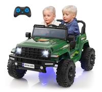 GYMAX 24 V Auto per Bambini con Telecomando, Auto Elettrica con MP3, Clacson, Musica e Luci LED, Veicolo Cavalcabile per Bambini con 2 Posti, per Bambini 3-8 Anni, 115 x 77 x 67 cm (Verde)