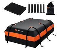 GYMAX 600L Borsa da Tetto per Auto, Design Impermeabile con 10 Cinghie Rinforzate, 6 Ganci per Porta, Tappetino Antiscivolo e Borsa di Stoccaggio, 132 x 100 x 43 cm