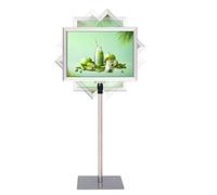 GYMAX A3 Stand Poster Menù, Supporto per Informazioni, Espositore da Terra, Altezza Regolabile, Pannello Girevole, Porta Pubblicità per Negozio, Ristorante e Bar, in Acciaio INOX (Argento)