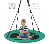 GYMAX Altalena a Nido, Altalena da 102 cm con Molteplici Opzioni di Sospensione, Tessuto in Oxford Resistente, Altalena Rotonda per Esterni con Corde Regolabili per Parco Giochi e Giardino (Verde)