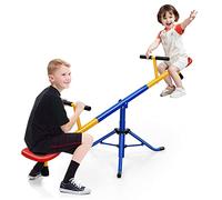 GYMAX Altalena Basculante, Altalena Girevole a 360° per 2 Bambini con Doppia Funzione Oscillante e Ruotante, Struttura Resistente in Acciaio, 182 x 71 x 16-86 cm