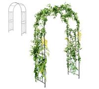 GYMAX Arco da Giardino in Metallo da 220 cm, Supporto per Piante Rampicanti con Paletti, Resistente agli Agenti Atmosferici, Pergolato per Decorazioni di Matrimoni per Interni ed Esterni