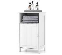 GYMAX Armadio da Bagno con Porta, Armadietto a Terra, Mobile da Bagno, con 4 Ripiani, per Camera da Letto & Soggiorno & Ufficio, 40 x 30 x 70 cm (Bianco)