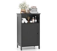 GYMAX Armadio da Bagno con Porta, Armadietto a Terra, Mobile da Bagno, con 4 Ripiani, per Camera da Letto & Soggiorno & Ufficio, 40 x 30 x 70 cm (Nero)
