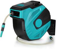 GYMAX Avvolgitubo da Muro per Irrigazione 20+2 M, Avvolgitubo Girevole a 180° con Supporto a Parete, Avvolgimento Automatico, Kit Completo Retrattile