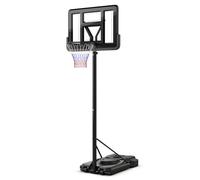 GYMAX Canestro Basket Esterno, Sistema di Canestro Regolabile in Altezza 230-305 cm con Base Riempibile, Scheda Antirottura, Ruote, Porta Pallone, Canestro da Basket Portatile per Adulti e Giovani