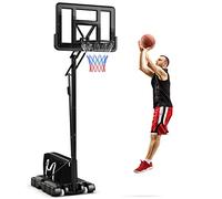 GYMAX Canestro da Basket Portatile, Canestro Basket Regolabile in Altezza 143-305 cm con Tabellone in PET, Cerchio in Metallo Solido da 48 cm e 2 Ruote, per Adulti, Adolescenti