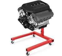 GYMAX Carrello Motore, con capacità di 3/8 Tonnellate e Testa Girevole a 360°, 3 Ruote, 4 Bracci Regolabili, Supporto Motore Pesante per Officina Meccanica, Garage, Rosso (Modello 680kg)