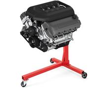 GYMAX Carrello Motore, con capacità di 3/8 Tonnellate e Testa Girevole a 360°, 3 Ruote, 4 Bracci Regolabili, Supporto Motore Pesante per Officina Meccanica, Garage, Rosso (Modello 340kg)