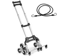 GYMAX Carrello Pieghevole per Scale, Carrello di Trasporto Pieghevole in Alluminio con 6 Ruote Antiscivolo, Carrello Portapacchi Trasformabile per Scale con Maniglia Telescopica