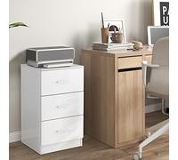 GYMAX Cassettiera Porta Documenti, Armadietto con 3 Cassetti, in Legno, Ideale per Ufficio, Studio, Camera da Letto, 37 x 34 x 67 cm (1, Bianco)