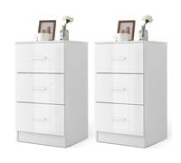 GYMAX Cassettiera Porta Documenti, Armadietto con 3 Cassetti, in Legno, Ideale per Ufficio, Studio, Camera da Letto, 37 x 34 x 67 cm (2, Bianco)