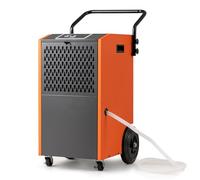 GYMAX Deumidificatore Mobile, Deumidificatore per Ambienti con Timer 24h, Sbrinamento Automatico, Protezione della Temperatura & Svuotamento Automatico, Dispositivo per Garage (Arancione)