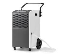 GYMAX Deumidificatore Mobile, Deumidificatore per Ambienti con Timer 24h, Sbrinamento Automatico, Protezione della Temperatura & Svuotamento Automatico, Dispositivo per Garage (Bianco)