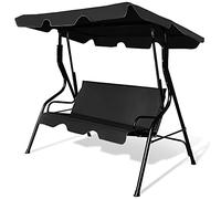 GYMAX Dondolo a 3 Posti in Acciaio, Dondolo da Esterno con Tettuccio Inclinabile e Resistente al Sole, Ideale per Giardino, Cortile e Terrazzo, 172 x 110 x 154 cm, con Portata di 240 kg (nero)