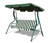 GYMAX Dondolo a 3 Posti in Acciaio, Dondolo da Esterno con Tettuccio Inclinabile e Resistente al Sole, Ideale per Giardino, Cortile e Terrazzo, 172 x 110 x 154 cm, con Portata di 240 kg (verde)