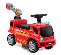 GYMAX Giocattolo Cavalcabile a Spinta per bambini, Camion dei Pompieri con Macchina a Bolle Fari Allarme e Musica, 18-36 Mesi, Rosso (86 x 28 x 48,5 cm)