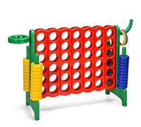 GYMAX Gioco Forza 4 Gigante 3 in 1, Anelli di Lancio, Canestro e Pallacanestro, per Bambini e Adulti, 84 x 33 x 74 cm (Verde)