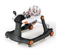 GYMAX Girello per Bambini, Design 2 in 1, con Sedile Regolabile e Ruote Universali, Girello Dotato di Illuminazione e Musica per Bambini dai 6 a 18 Mesi, 73 x 59,5 x 50,5cm (nero)